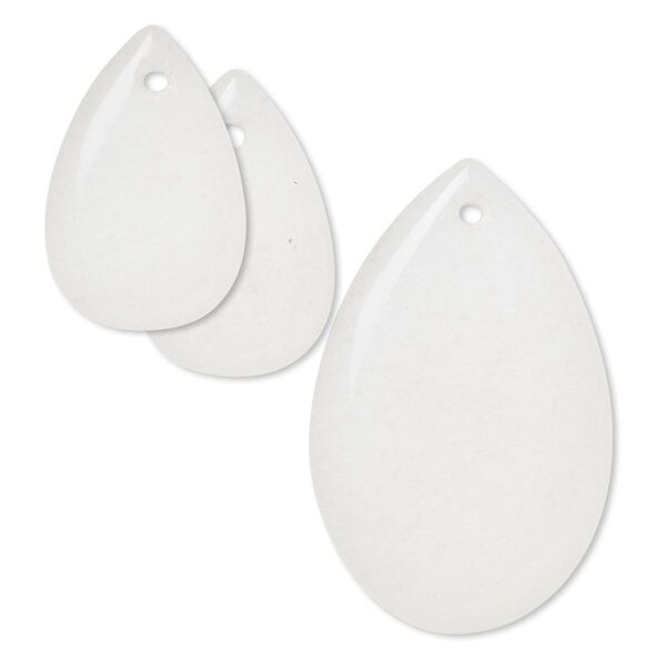 Malaysia "jade" 1pkg3, hand-cut teardrop drop natural 31x20mm / 20x13mm image number 0