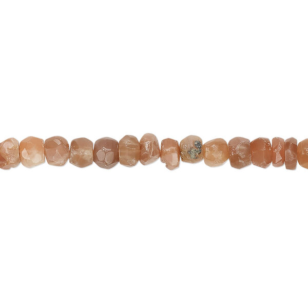 Peach moonstone 1pkg1, hand-faceted pebble bead natural 12 inch small image number 0