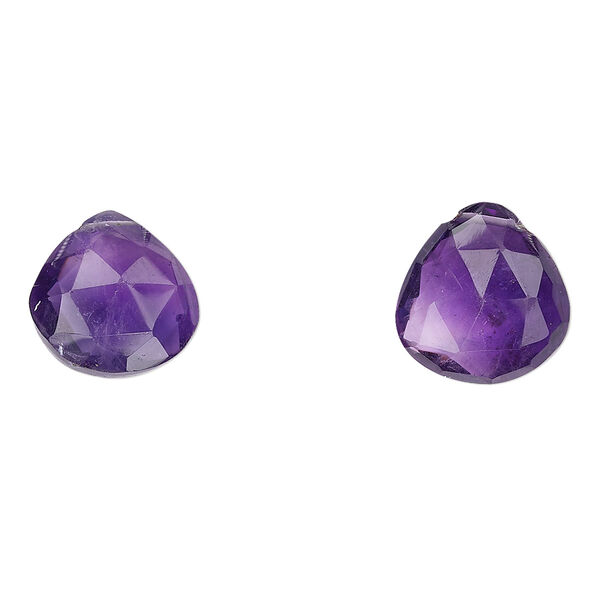 Amethyst 1pkg2, hand-cut top-drilled faceted puffed teardrop bead natural 13mm image number 0