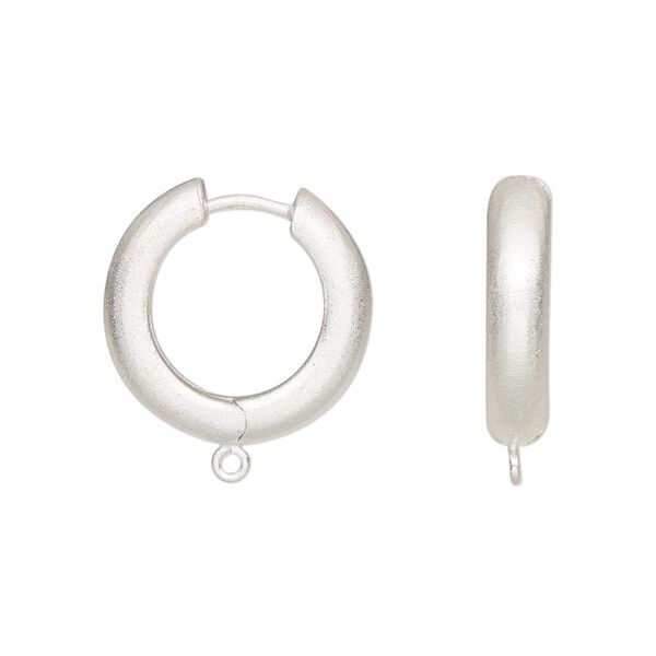 Earring hoop 1pkg2 sterling silver, 20mm hinged / closed loop, 1 pair image number 0