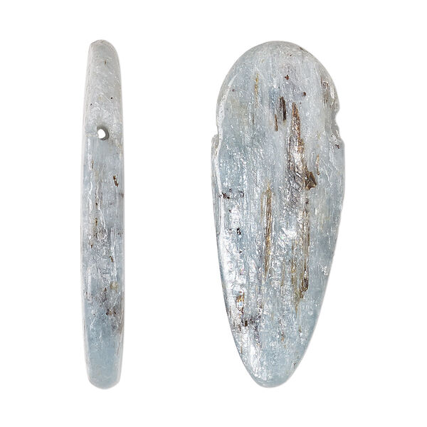 Blue kyanite 1pkg1, hand-cut top-drilled freeform bead natural 25x5mm-40x12mm image number 0