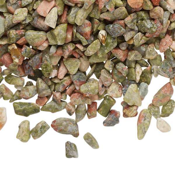Unakite 1pkg1, undrilled tumbled polished inlay chip natural 2 oz mini image number 0