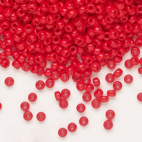 Seed bead, Miyuki, glass, pkg/50g, #8 rocaille, opaque red, (RR-408). image number 0