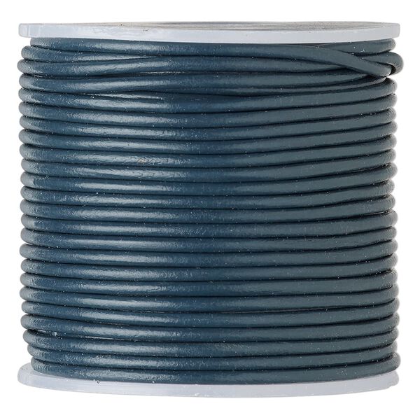 Cord, leather (dyed), dark blue, 1.4-1.6mm round. Sold per 25-yard spool. image number 0