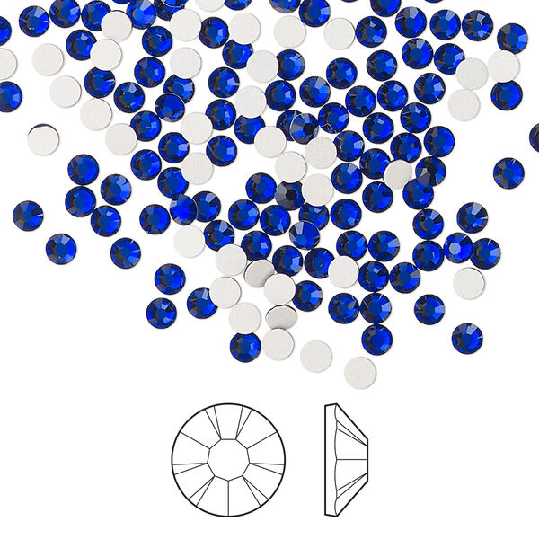 Flat back 1440pk cobalt blue foil back, Preciosa MAXIMA Czech crystal rhinestone 2.5-2.7mm chaton rose round SS9 image number 0