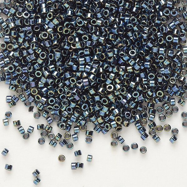 Seed bead, Delica®, glass, pkg/250g, #11 round, opaque iris gunmetal (DB-0006). image number 0