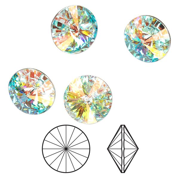Chaton 4pk crystal AB foil back, Crystal Passions® 14mm rivoli 1122 image number 0