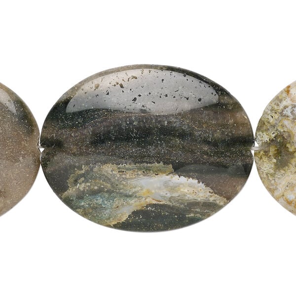 Ocean jasper 1pkg1, flat oval bead natural 15.5-16 inch 50x40mm image number 0
