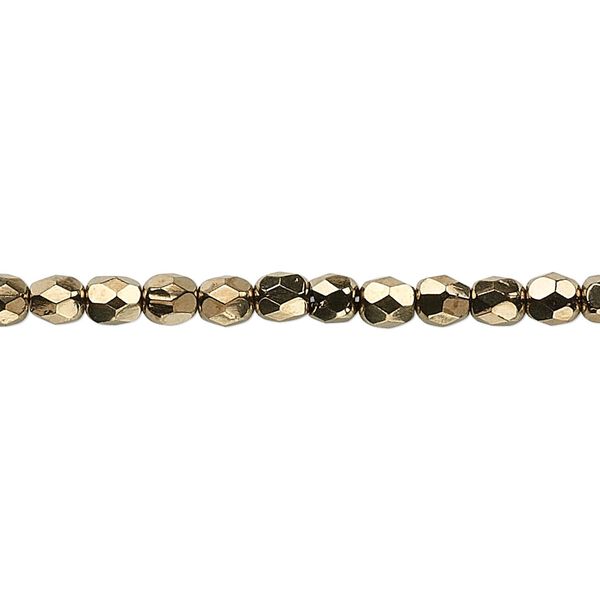 Bead, Czech fire-polished glass, opaque light bronze, 4mm faceted round. Sold per 15-1/2" to 16" strand, approximately 100 beads. image number 0