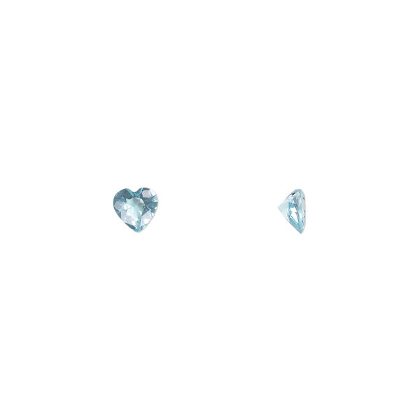 Gem, cubic zirconia, aqua blue, 4mm faceted heart, Mohs hardness 8-1/2. Sold per pkg of 5. image number 0