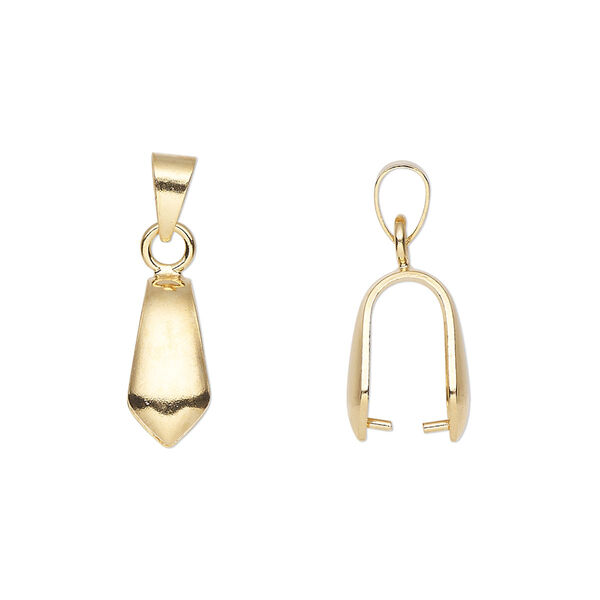 Bail, ice pick, gold-plated brass, 22x6mm with 10mm grip length and soldered bail. Sold per pkg of 20. image number 0
