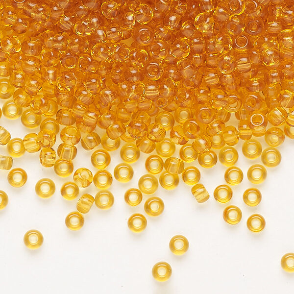 Seed bead, Preciosa Ornela Czech glass, pkg/50g, #8 rocaille, transparent topaz, (10050). image number 0