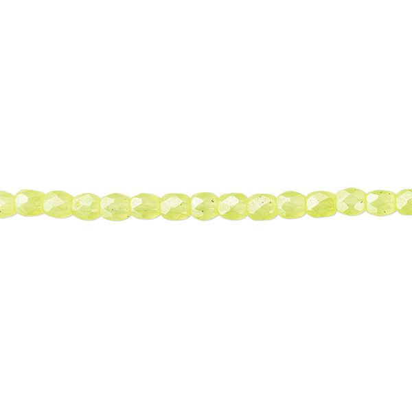 Bead, Czech fire-polished dipped décor glass, pearlescent light yellow, 3mm faceted round. Sold per 15-1/2" to 16" strand. image number 0