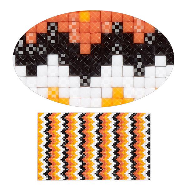 Adhesive sheet, My Style Deco Art™, peel-off, resin and glue, oranges / black / white, 8 x 4-3/4 inch rectangle, 1.8mm thick with chevron design. Sold individually. image number 0