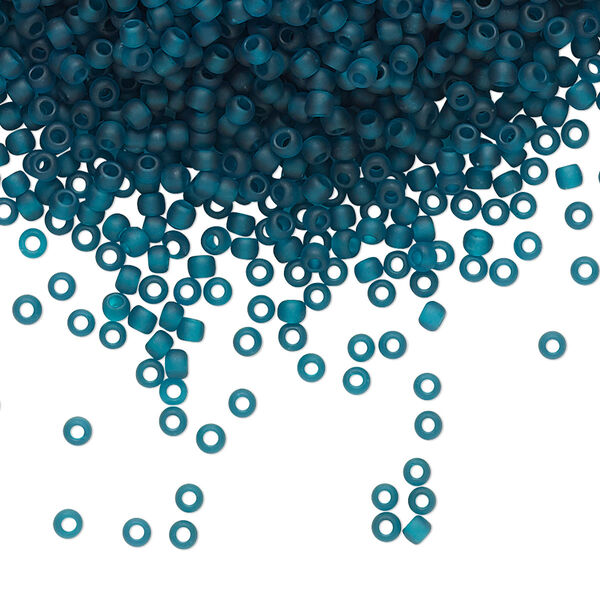 Seed bead, TOHO BEADS®, glass, pkg/250g, #11 round, translucent frosted teal (TR-11-7BDF). image number 0