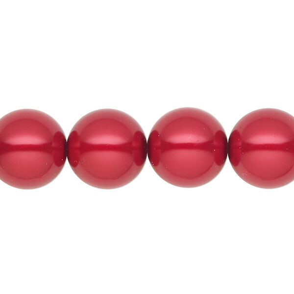 Pearl 10pk red, Preciosa Czech crystal 12mm round image number 0