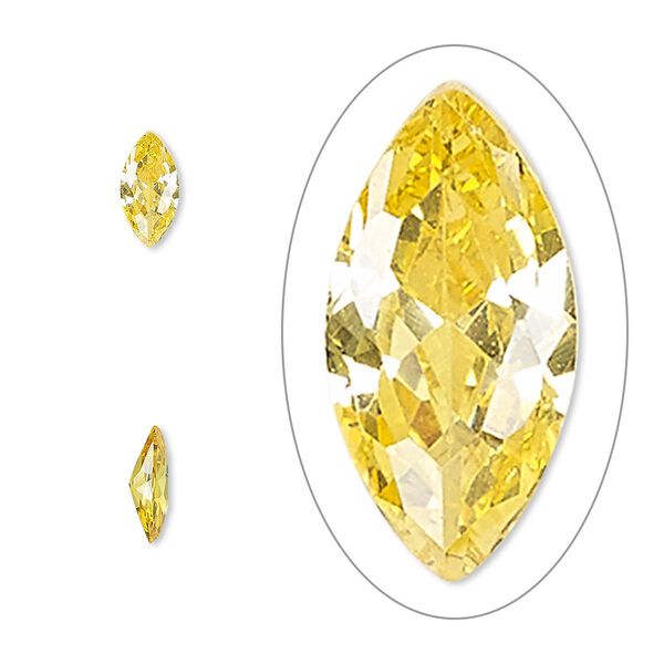Gem, cubic zirconia, topaz gold, 8x4mm faceted marquise, Mohs hardness 8-1/2. Sold per pkg of 2. image number 0