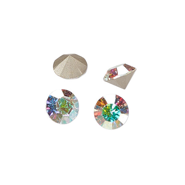 Chaton 144pk crystal AB foil back, Preciosa MAXIMA Czech crystal rhinestone 8.16-8.41mm 15-cut faceted round SS39 image number 0