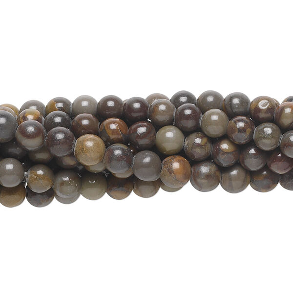 Brown chrysanthemum stone 1pkg10, round bead natural 15.5-16 inch 4mm image number 0