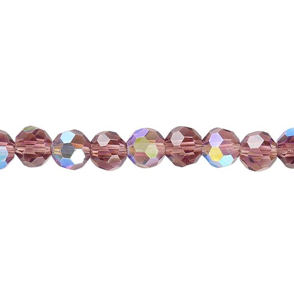 Bead 1pk 32 facets translucent amethyst purple AB, Celestial Crystal® 6mm round 15.5-16 inch image number 0
