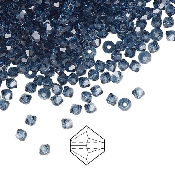 Bead 1440pk Montana, Preciosa Czech crystal 3mm bicone image number 0