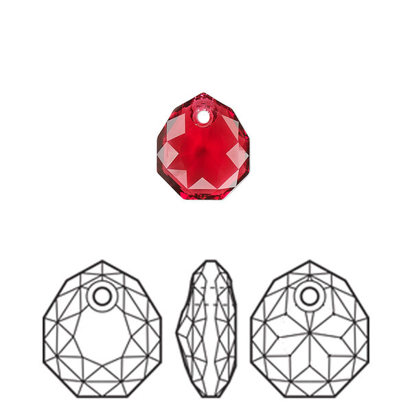 Drop 48pk scarlet, Swarovski® 11.5x10mm pendant majestic 6436 image number 0