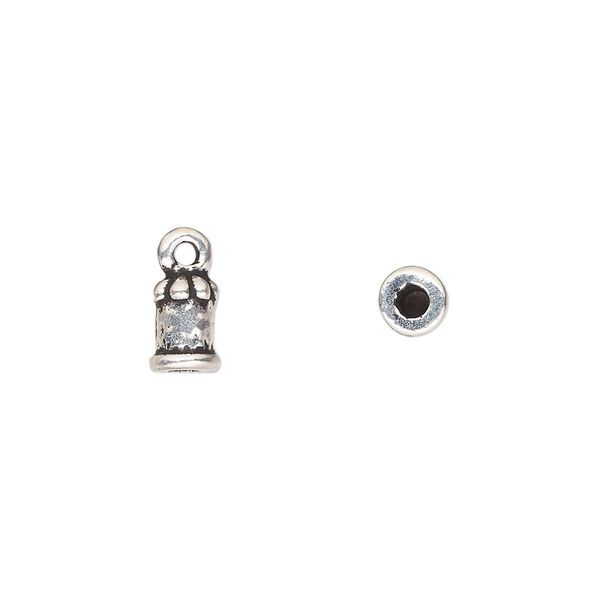 Cord end, TierraCast®, glue-in, antique silver-plated pewter (tin-based alloy), 7x5mm palace, 2mm inside diameter. Sold per pkg of 2. image number 0