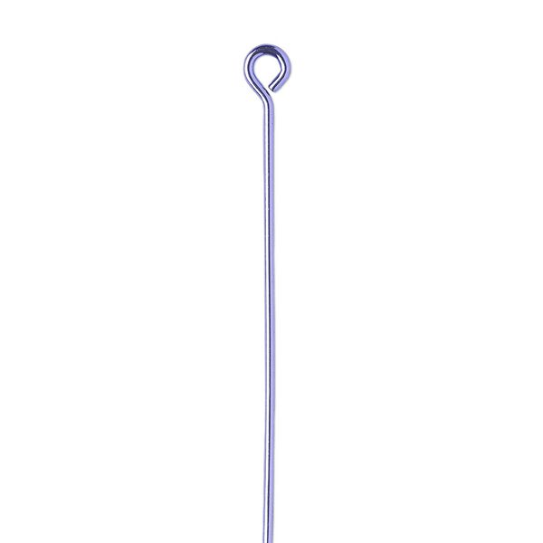 Eye pin, electro-coated brass, purple, 1-1/2 inches, 21 gauge. Sold per pkg of 10. image number 0