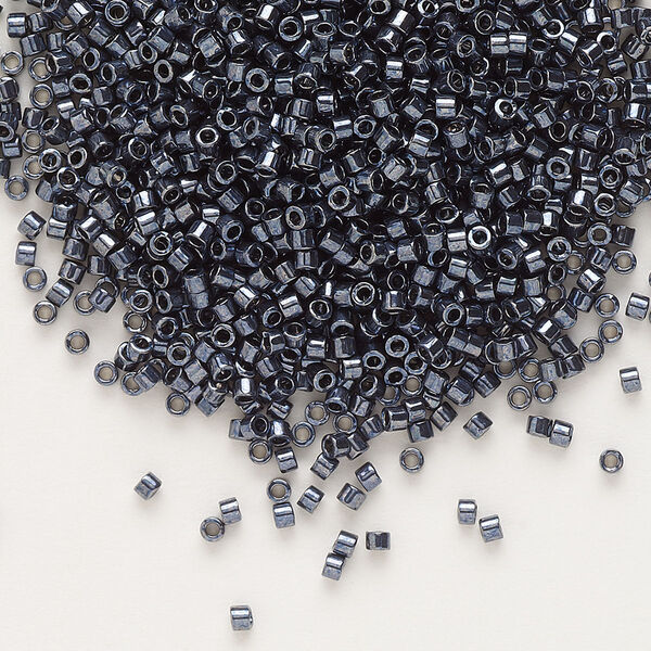 Seed bead, Delica®, glass, pkg/250g, #11 round, opaque nickel-plated dyed color gunmetal (DB-0453). image number 0