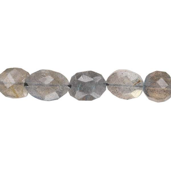 Labradorite 1pkg1, hand-cut faceted puffed oval bead natural 13 inch 8x6mm-13x8mm image number 0