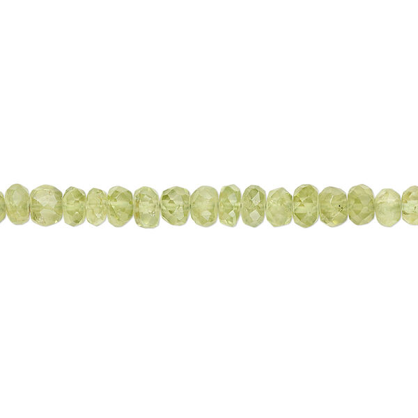 Peridot 1pkg1, hand-cut faceted rondelle bead natural 15.5-16 inch 5x2mm-5x4mm image number 0