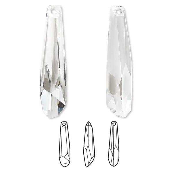 Focal 1pk crystal partially frosted, Crystal Passions® 56x12mm pendant crystalacite 6017/G image number 0
