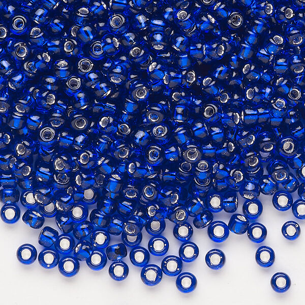 Seed bead, Dyna-Mites™, glass, silver-lined translucent cobalt, #8 round. Sold per 1/2 kilogram pkg. image number 0