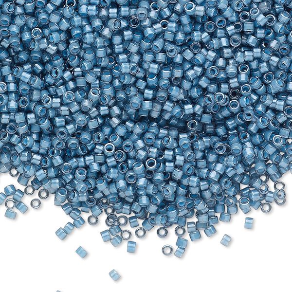 Seed bead, Delica®, glass, pkg/50g, #11 round, translucent luminous inside dyed color dusk blue (DB-2054). image number 0