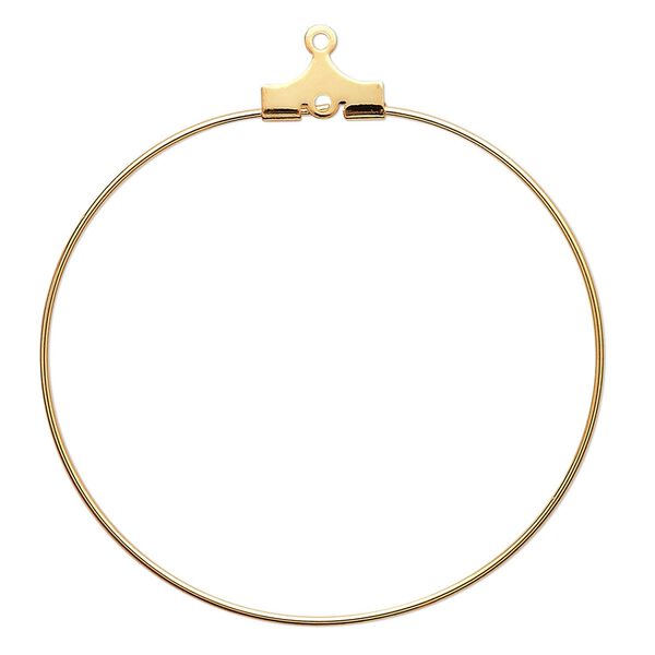 Beading hoop, gold-plated brass, 40mm round with loop. Sold per pkg of 100. image number 0