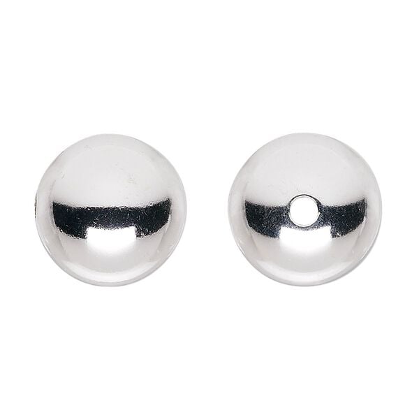 Bead, sterling silver, 16mm seamless smooth round. Sold per pkg of 6. image number 0
