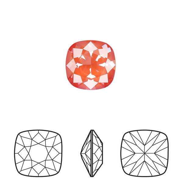 Fancy stone 1pk crystal orange ignite, Crystal Passions® 12mm cushion 4470 image number 0