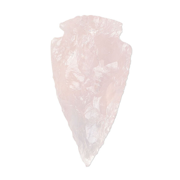 Rose quartz 1pkg1, hand-knapped undrilled arrowhead focal natural B- grade, 36x18mm-48x22mm image number 0