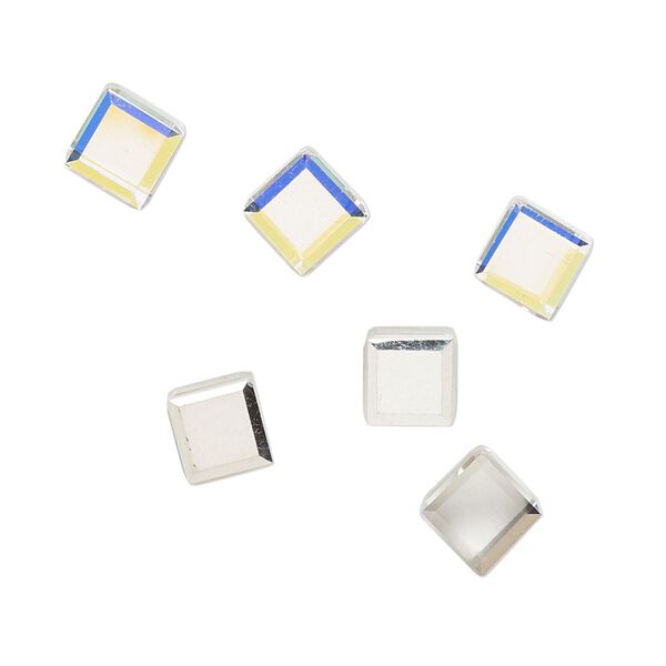 Flat back 6pk crystal AB foil back, Preciosa Czech crystal rhinestone 6mm cube image number 0