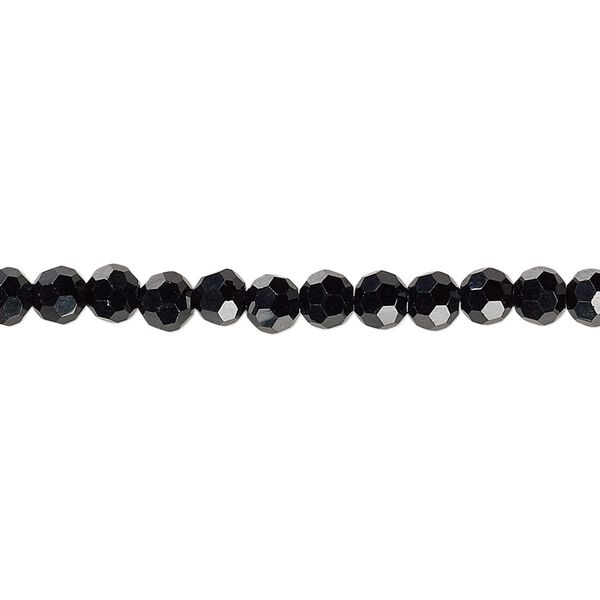 Bead 1pk 32 facets opaque black, Celestial Crystal® 4mm round 15.5-16 inch image number 0