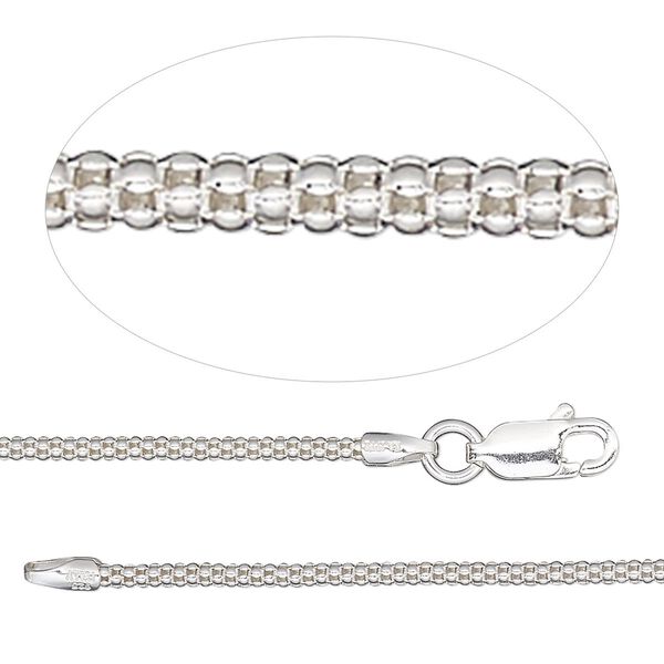 Chain, sterling silver, 1.6mm popcorn, 20 inches with lobster claw clasp. Sold individually. image number 0