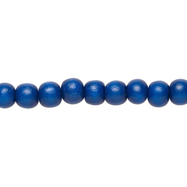 Bead, Taiwanese cheesewood (dyed / waxed), dark blue, 5-6mm round. Sold per pkg of (2) 15-1/2" to 16" strands. image number 0