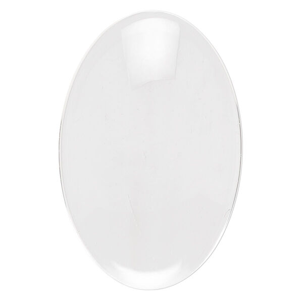 Cabochon, glass, transparent clear, 30x20mm non-calibrated oval. Sold per pkg of 10. image number 0