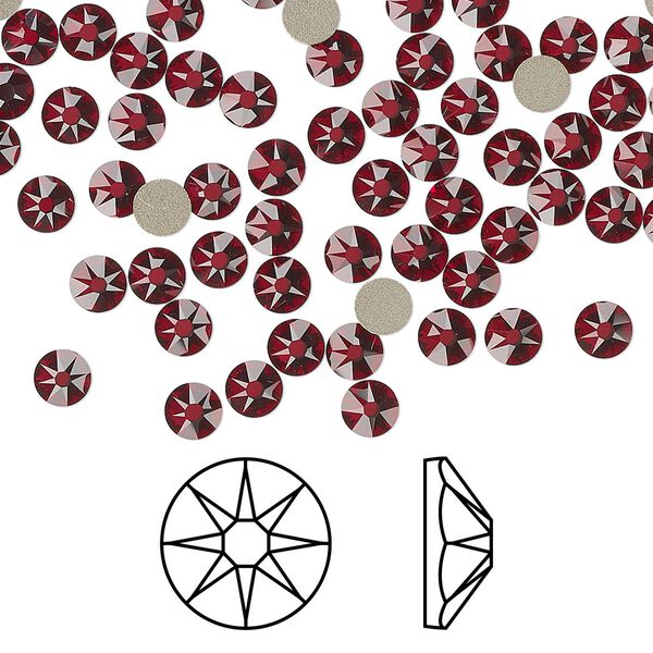 Flat back 144pk Siam foil back, Crystal Passions® 3.8-4mm rose round SS16 2088 image number 0