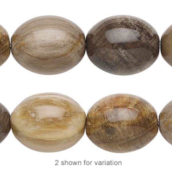 Petrified wood 1pkg1, oval bead natural 8 inch 19x15mm-20x15mm image number 0