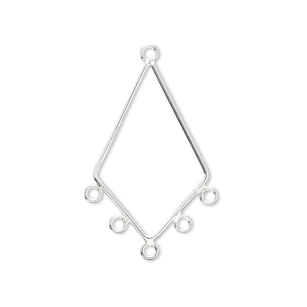 Drop, sterling silver, 25x16mm kite with 5 loops. Sold per pkg of 2. image number 0