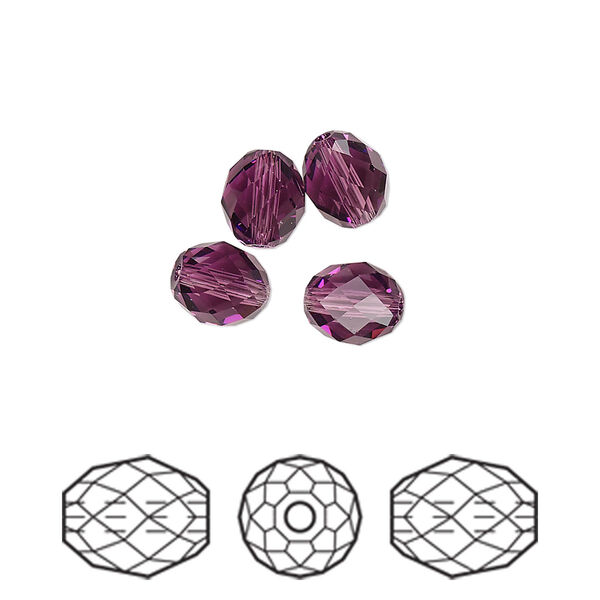 Bead 4pk amethyst, Crystal Passions® 7x6mm olive briolette 5044 image number 0