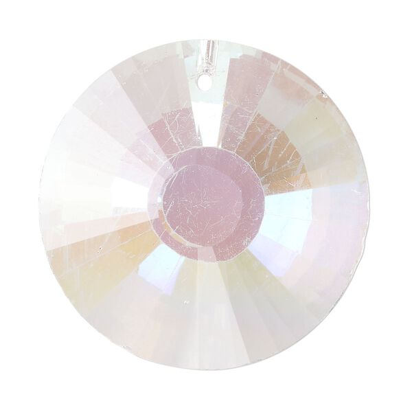 Focal, glass, pkg/1, 35mm top-drilled faceted round, transparent clear AB. image number 0