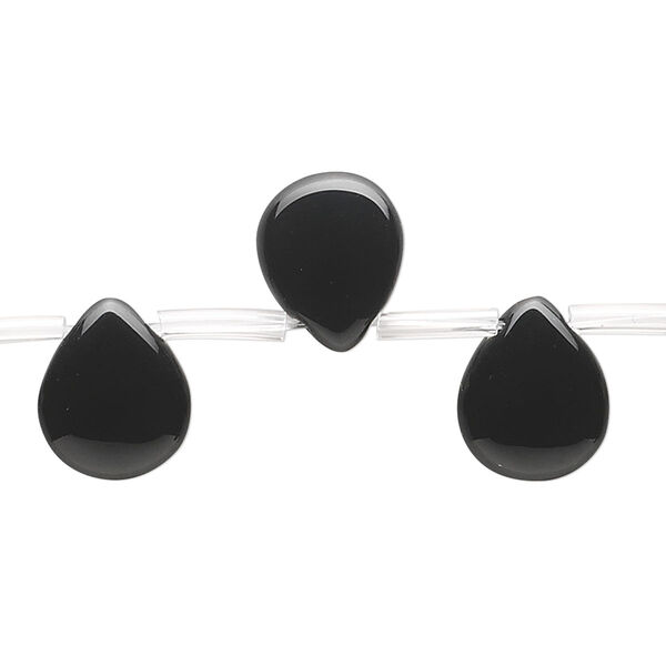 Black onyx 1pkg16, top-drilled teardrop bead 12mm image number 0