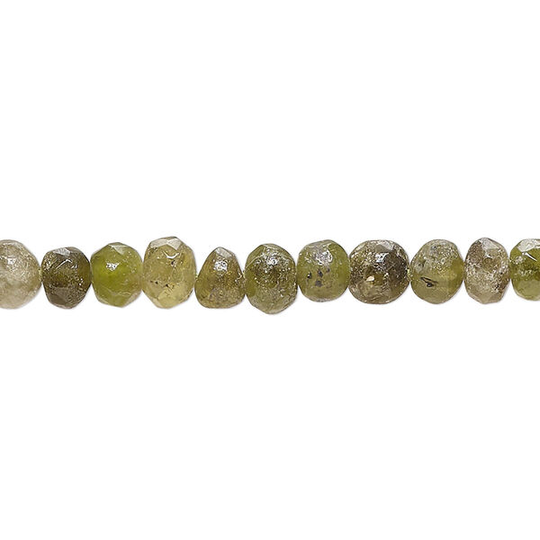 Vesuvianite 1pkg1, hand-cut tumbled faceted pebble bead natural 14 inch small image number 0